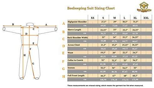 Beekeeping Suit Size Chart